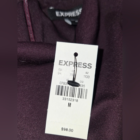 NWT Express Long-Sleeved Ruched Asymmetrical Hem Midi Dress Women's Size Medium - Picture 12 of 13